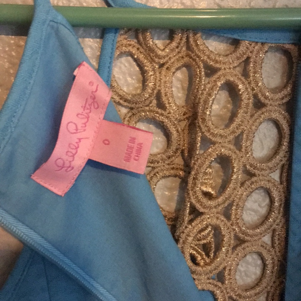 Lilly Pulitzer blue dress with gold - Picture 8 of 8